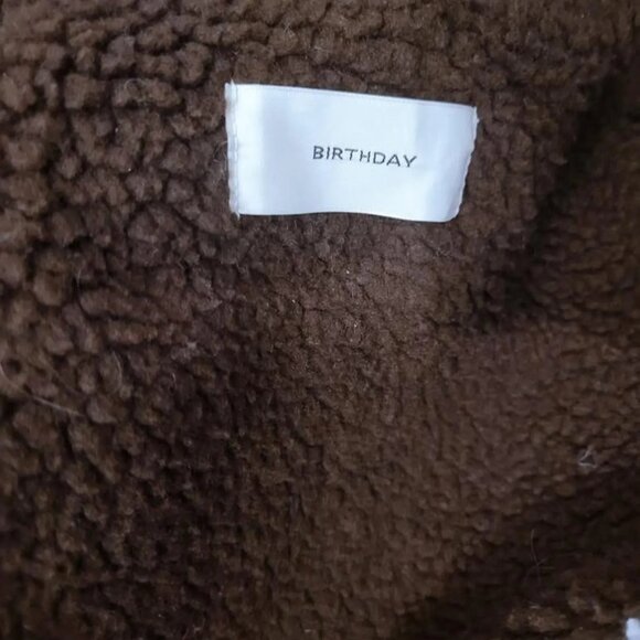 Cropped Leather Brown Sherpa Fleece Winter Jacket - Picture 3 of 6